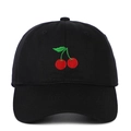 Berretto da baseball in cotone nero con ricamo a ciliegia per uomo e donna protezione solare - Regolabile / Nero