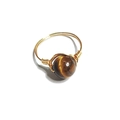 Handmade wire wrapped copper ring featuring a natural tiger eye stone bead - One Size / Yellow Tiger Eye