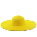 Close-up of bright yellow straw sun hat showing fine spiral woven texture and wide brim - M (56-58cm) / Yellow