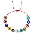 Verstelbare boze oog kralenarmband met kleurrijke bedeltjes en rood vlechtkoord - Kleurrijke Evil Eye Afstandskralen(QT-B200005A)