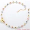 Collier à perles métalliques tricolores avec pendentif cœur et perles blanches, long de 43 cm - Collier en Perles Artificielles Cœur Perle Tricolore (VL574)