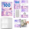 Raccoglitore risparmio glitter viola con 100 buste e tracker per sfida risparmio - A5 PVC Viola Glitterato (Fogli + Tracker)