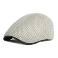 Breathable light grey mesh flat cap with contrast black brim for men and women - Approx. 56-58cm / Light Beige