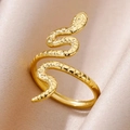 Close-up of gold snake ring with intricate scale textures on pink silk background - Style 2-Embossed Scales / Gold