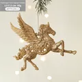 Décoration de sapin de Noël Pégase or rose avec paillettes, taille 13x13cm - Pégase Doré