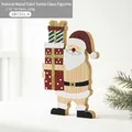 Père Noël en bois avec étoile et boîte cadeau, décoration de table, taille 11x19cm - Père Noël