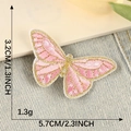 Pink embroidered butterfly patch with gold edges on denim fabric, size 5.7cm x 3.2cm - Pink Butterfly