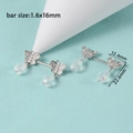 Detail view of 1.6x16mm butterfly nipple rings with AB teardrop beads and zircon - AB Color Teardrop