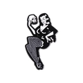 Gothic Emaille Anstecknadel mit Cartoon Mädchen und Totenkopf in Schwarz Weiß Optik - Gothic Mädchen mit Schädel (QHXZ2778)