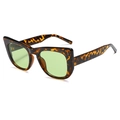 Retro tortoise shell square sunglasses with light green transparent lenses for a vintage look - Tortoiseshell Frame Gradient Green Lens
