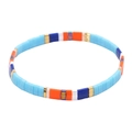 Bracelet Tila bohème en émail bleu et orange avec intercalaires métalliques dorés - Bleu Clair/Bleu Foncé/Orange/Blanc/Or