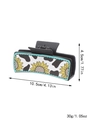 Western leather style shark hair clip featuring sunflower and cow print patterns - Black Sunflower Cow Print (90005)