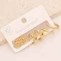 Three-piece gold stainless steel earring set featuring star, butterfly and hoop designs - Butterfly & Star Hoop Earring Set (7#)