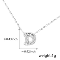 Silver letter D pendant necklace with sparkling cubic zirconia and size dimensions - Silver Letter-D