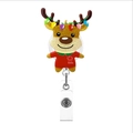 Christmas reindeer retractable badge reel with festive glitter and colorful lights design - Elk