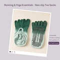 Calcetines yoga de cinco dedos con degradado verde azulado y agarre antideslizante corazón - 36-42 / Verde Ciano Degradado