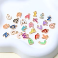 Colorful enamel alphabet charms with metal frames for DIY jewelry making sets - Alphabet Set (DY147) / Set of 26 / Style 50 KC Double Sided