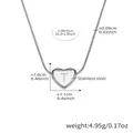 Silver stainless steel heart necklace with letter T pendant and size specifications - 39+5cm / Letter T Silver (RP020)