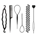 Black plastic hair styling tool kit with 6 essential pieces for elegant bun hairstyles - 6-Piece Set