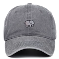 Berretto da baseball in cotone lavato grigio con ricamo a forma di elefante sul davanti - Regolabile / Grigio
