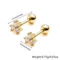 Gold 925 sterling silver stud earrings with triangle zircon stones and screw back - Gold Triangle Drill Style (KE22180)