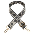 Adjustable wide guitar-style shoulder strap in grey with white geometric pattern and gold clips - Silver Clasp / Gray