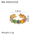 Bunter Stern-Emaille-Ring mit 18K Goldbeschichtung aus robustem Titan-Stahl - Einstellbar Offen / Violett Grün Blau Gelb Rosa Stern Stil (NB-R20232450)