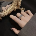 Zilveren roestvrijstalen ring met dubbele rij kristallen gedragen in vintage stijl - US 5 / Dubbele Rij CZ Ring-Zilver