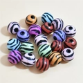 Mixed color 10-12mm round acrylic sports beads with zebra pattern for DIY jewelry - 12mm Zebra Pattern Mixed Colors