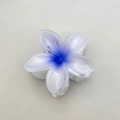 Blue and white gradient frangipani flower hair claw clip with glossy finish - 8cm / White (Blue Center)