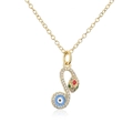 Collana a serpente placcata in oro con zirconi colorati e ciondolo occhio del diavolo - Serpente Malocchio