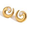 316L Edelstahl Ohrstecker vergoldet im Schlangen-Design mit birnenförmigem Zirkonia - Schlangenform Wassertropfen Zirkonia Ohrstecker - Gold - Weißer Zirkon