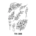 Waterproof black and white hand-drawn floral temporary tattoo sticker TH-388 - Th-388 / 210*148mm