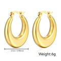 Golden 18K plated stainless steel chunky water drop hoop earrings with 2.5cm diameter - Round Flat Bottom Hollow (MS-159) / Gold