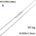 Collana a catena serpente d'argento 500mm x 1,5mm in acciaio inossidabile con chiusura a moschettone - Argento 500x1.5mm(KN203705-Z)