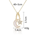Detail showing dimensions of moon and star necklace with shell inlay and zircons - Gold Star and Moon Necklace