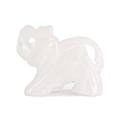 Hand-carved elephant figurine made of translucent natural white crystal stone - White Crystal / 1.5 Inches