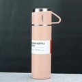 Powder pink 500ml vacuum insulated bottle with 12-hour heat retention and handle lid - Pink Cup