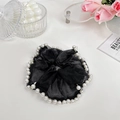 Elegante elastico per capelli in mesh nera con perle bianche per uno stile chic - Nero Perlato