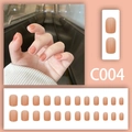 Short square soft pink press-on nails set with natural skin tone finish for daily wear - Soft Nude Pink Short Square Round Press On Nails (C004 with Glue)