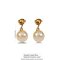 Elegant gold stainless steel stud earrings featuring white round pearl drop pendants - Spherical Artificial Pearl Drop (FYD6128)