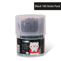 100pcs black double-headed cotton swabs with ear spoon tip in a cylindrical plastic container - 100 Packs / Black