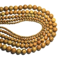 Polished natural wood grain stone round beads for DIY jewelry making in brown and yellow tones - Jasper / 4mm Approx 93pcs