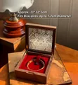 Square walnut wood bracelet box with embossed glass lid and red velvet lining - Black Walnut Begonia Wine Red Bracelet Box Type B