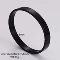 Detail view of 8mm black stainless steel bangle showing inner diameter and weight - Men's Black