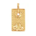 Golden tarot pendant The Moon with textured surface and cubic zirconia inlay - 8. The Moon