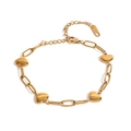 Bracelet coeur en or avec maillons en forme de trombone en acier inoxydable - Bracelet à Quatre Coeurs (N212)