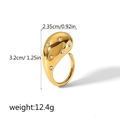 Anello a goccia in acciaio al titanio placcato oro 18k con misure 3,2cm e 2,35cm - Stile Goccia Geometrica con Pavé di Zirconi Oro (TR4209)