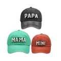 Family baseball cap set with PAPA MAMA MINI embroidery in black green and red - Family Set (PAPA+MAMA+MINI) / Black/Green/Orange