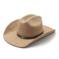 Cappello da cowboy western classico in camoscio color cammello con cintura in cuoio - M (56-57 cm) / Cammello